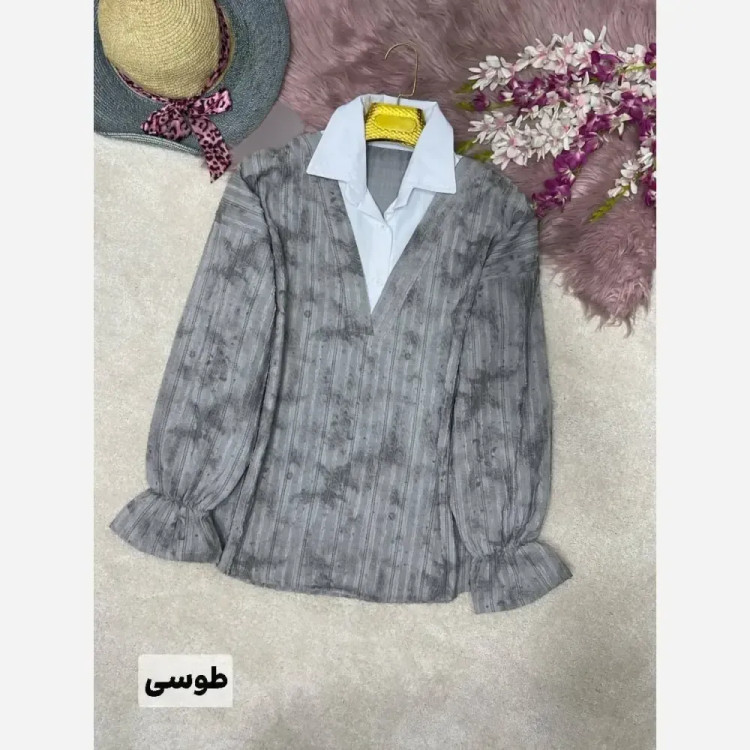 شومیز زنانه مدل پری ماهی جنس شانتون فری سایز 38 تا 46 (2)