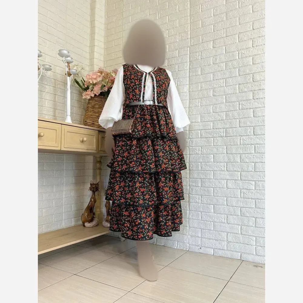 ست سه تیکه زنانه شومیز لینن و دامن و جلیقه بوگاتی فری سایز