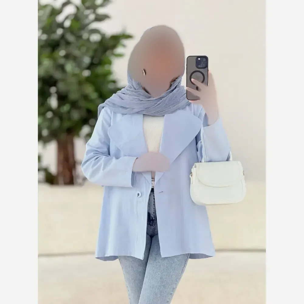 کت زنانه یقه انگلیسی لینن مدل نوشین فری سایز مناسب 38 تا 48