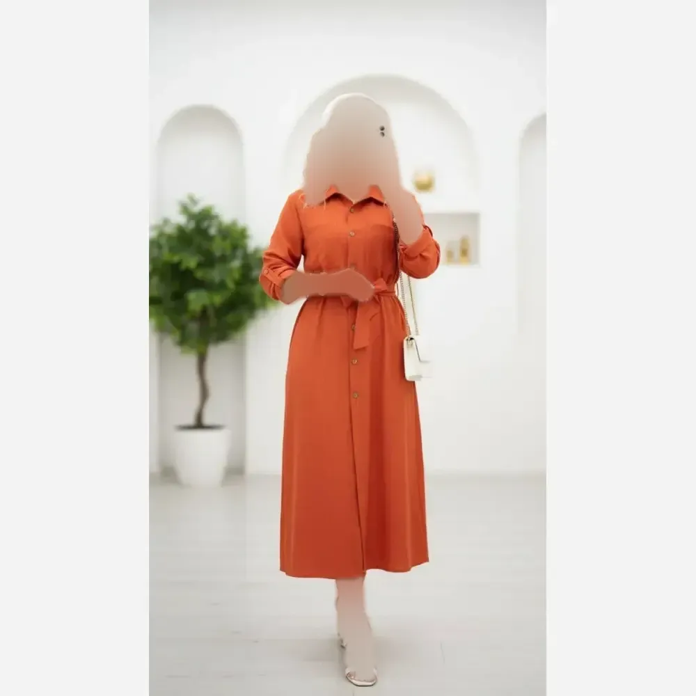 مانتو زنانه مدل نگارا جنس بابوس سه نخ آستین دوحالته کمربنددار