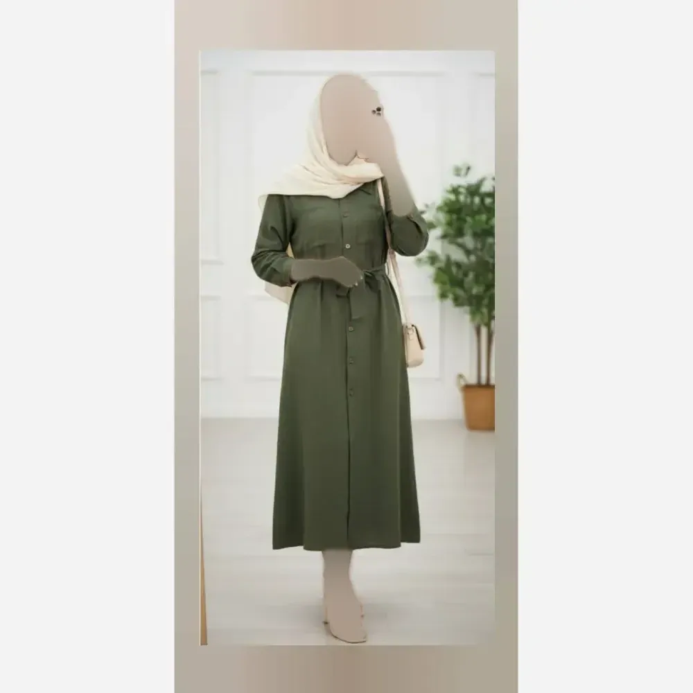 مانتو زنانه مدل نگارا جنس بابوس سه نخ آستین دوحالته کمربنددار