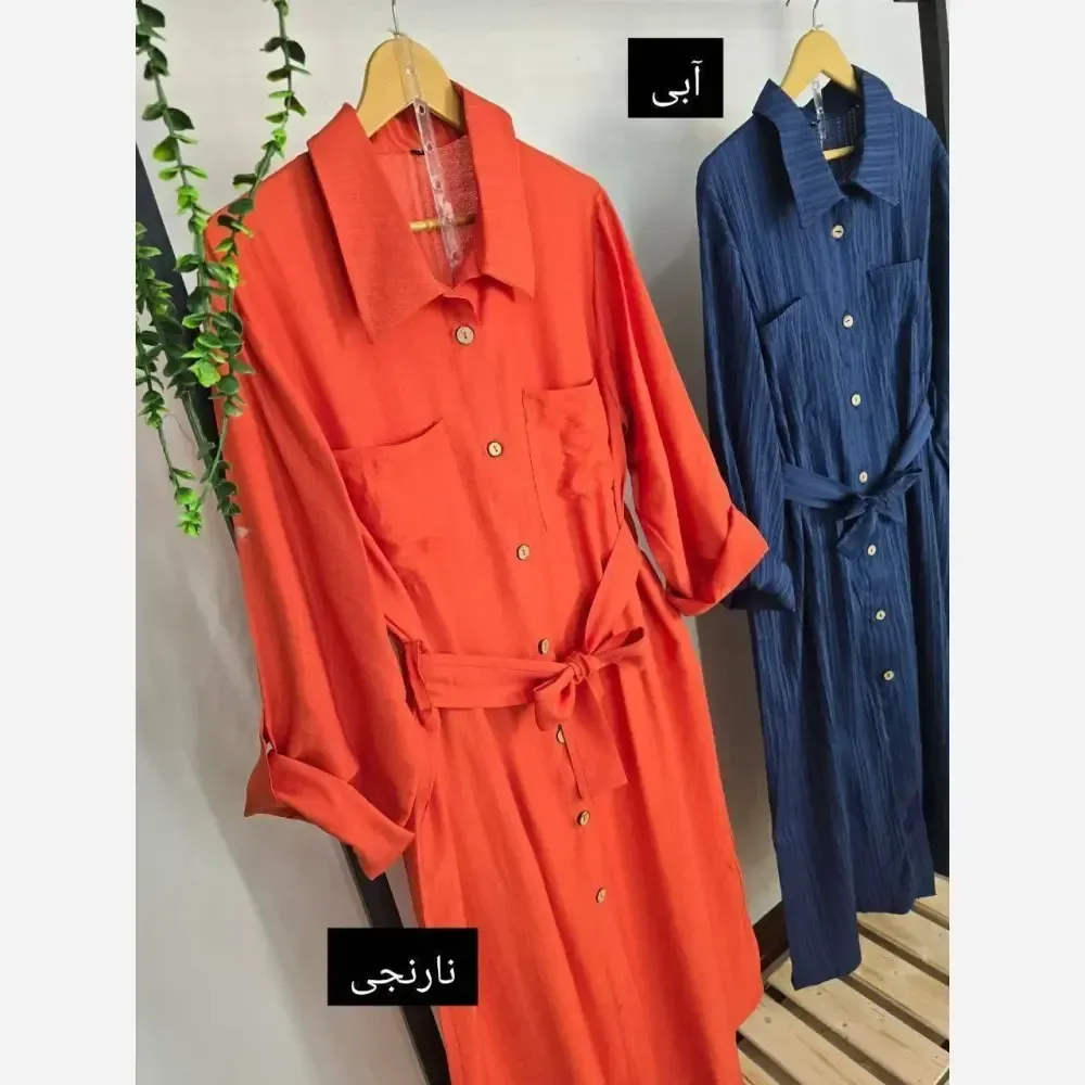 مانتو زنانه مدل نگارا جنس بابوس سه نخ آستین دوحالته کمربنددار