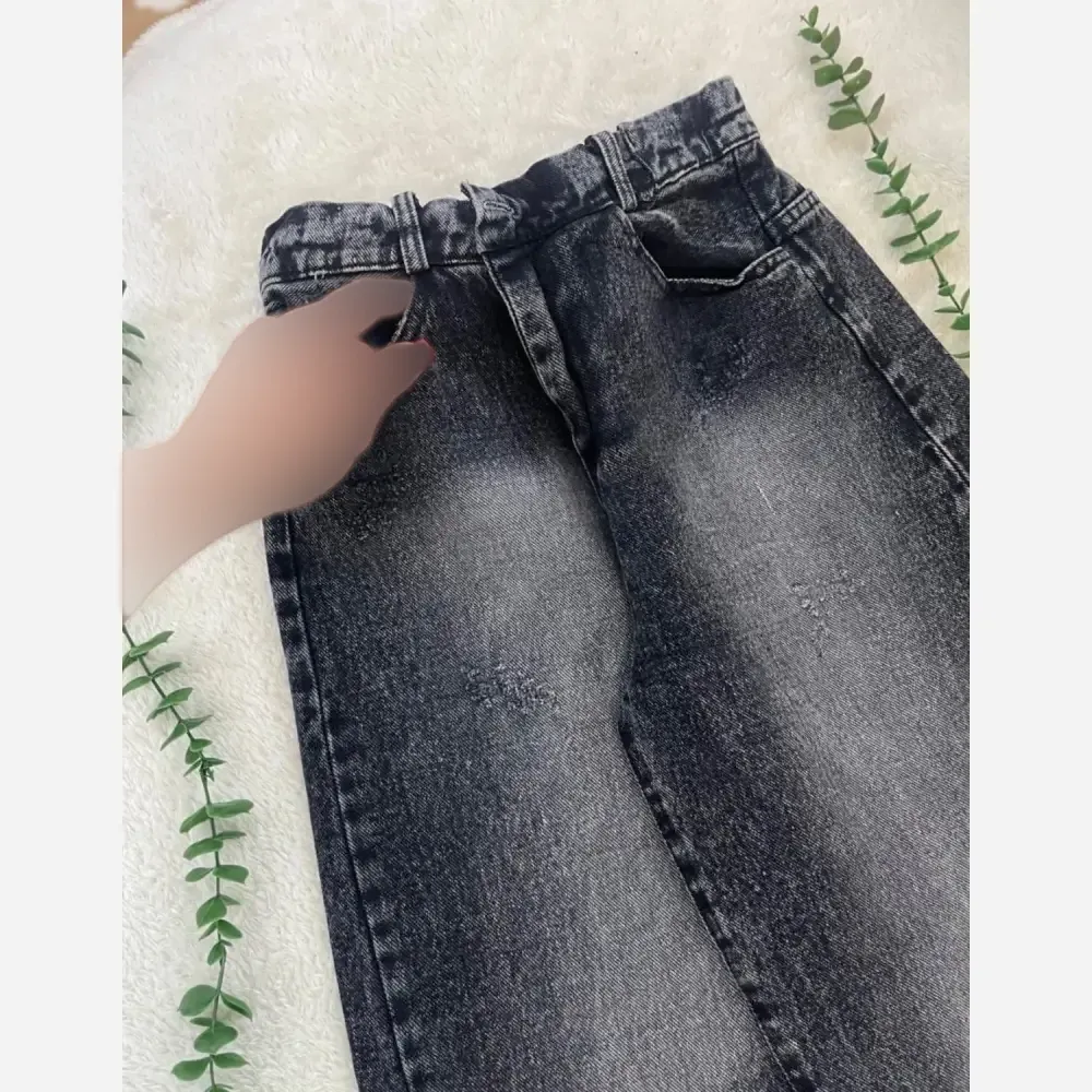 شلوار جین واید زنانه مدل بتی جنس جین ترک قد 82 (2)