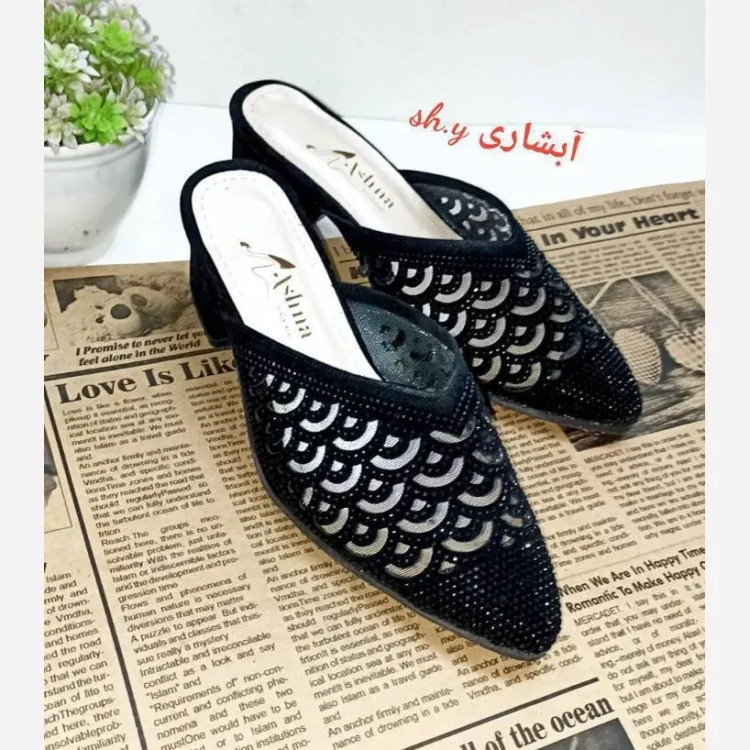 کفش مجلسی زنانه نگین کوب مدل تارا پاشنه 5 سانت با زیره دافوس