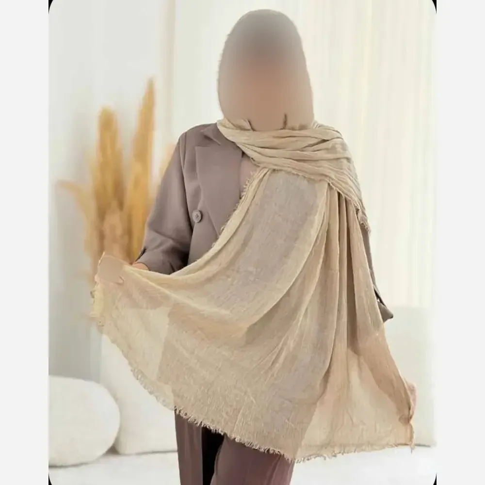 شال پلیسه لمه دار دور ریش زنانه ابعاد 75 در 175 سانتی متر (2)