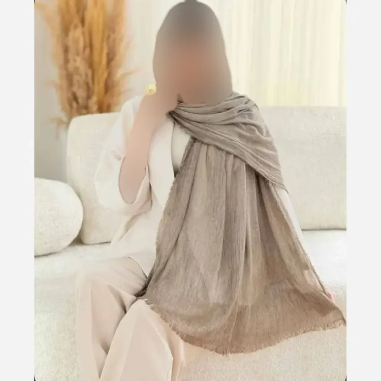 شال پلیسه لمه دار دور ریش زنانه ابعاد 75 در 175 سانتی متر
