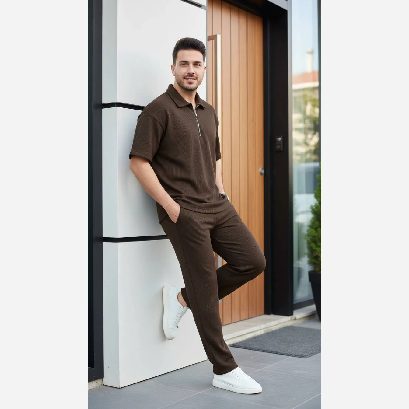 ست مردانه نیم زیپ جنس بیسکویتی فری سایز 36 تا 46