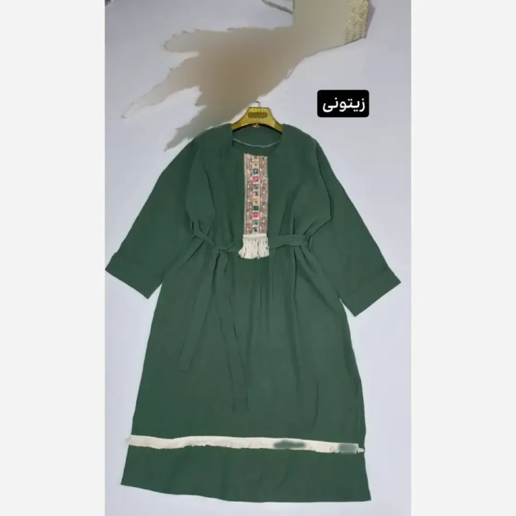 کفتان زنانه نوار کنفی جنس موسلین دبل فیس فری سایز تا 48 (2)