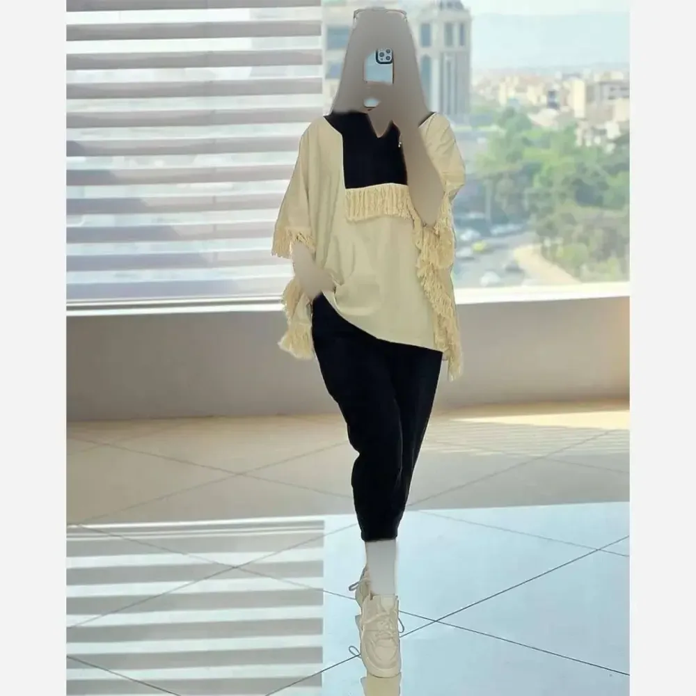 ست شومیز مانتویی لنین و شلوار تترون زنانه مدل جیلان فری سایز