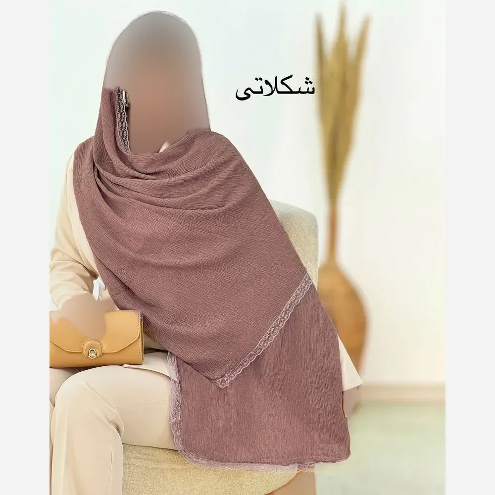 شال پلیسه لبه توری مجلسی قواره بزرگ ابعاد 180 در 75 سانتیمتر (2)
