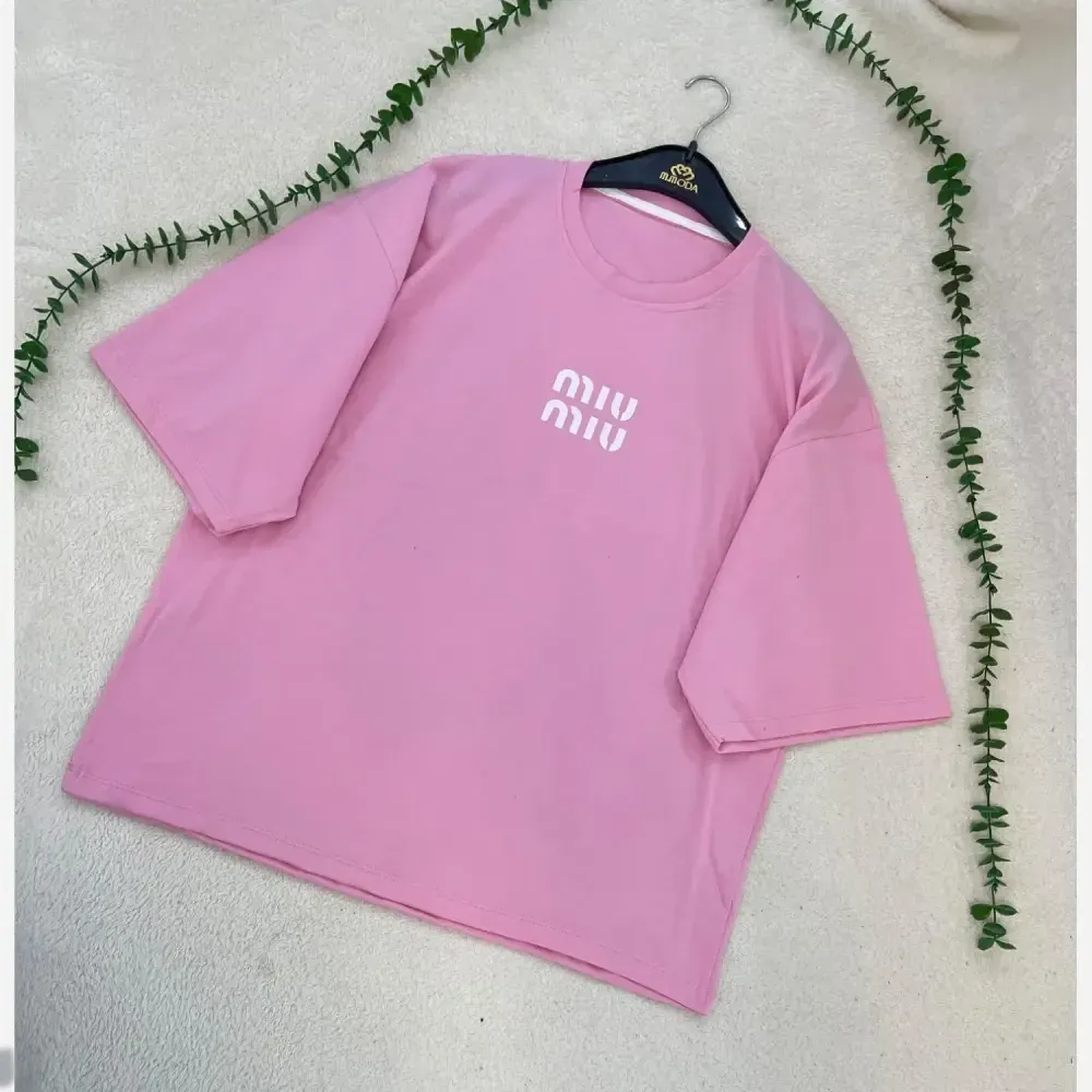 تیشرت باکسی زنانه مدل MIU MIU جنس سوپر پنبه فری سایز (2)