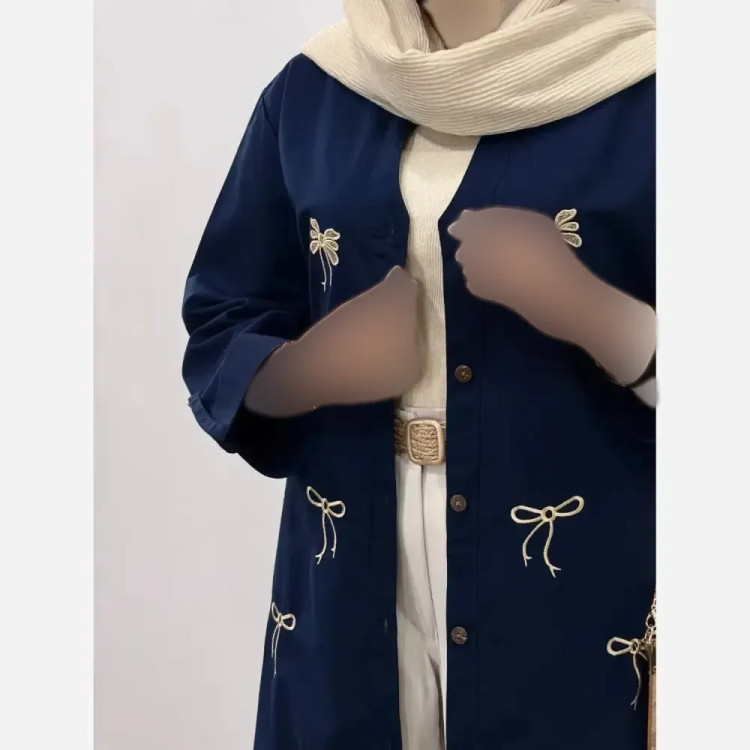 مانتو پاپیون زنانه جنس لینن ابریشمی فری سایز مناسب سایز 38 تا 50 (2)