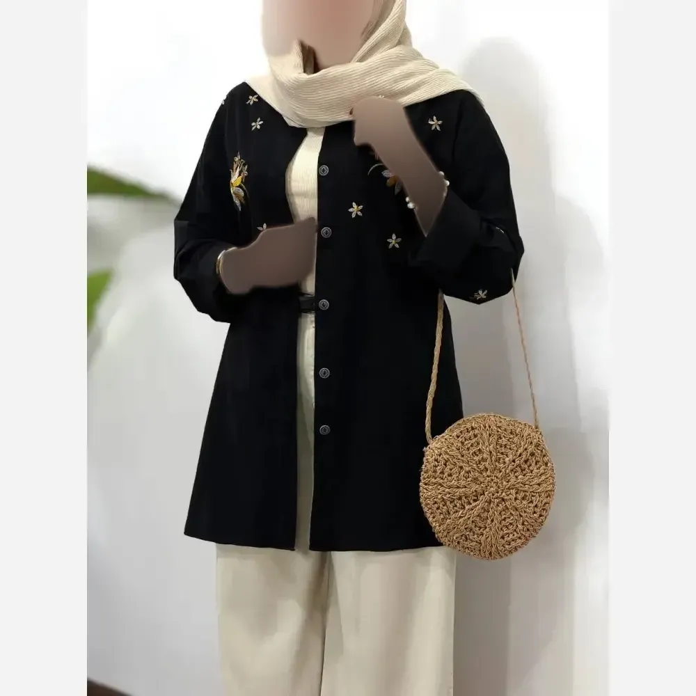 مانتو زنانه مدل بابونه جنس الیاف لینن پنبه ای سایز 38 تا 50
