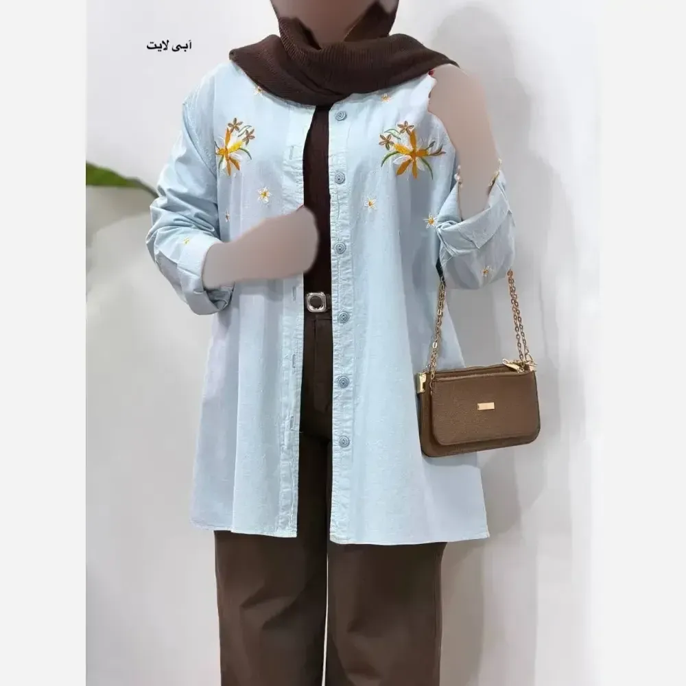 مانتو زنانه مدل بابونه جنس الیاف لینن پنبه ای سایز 38 تا 50