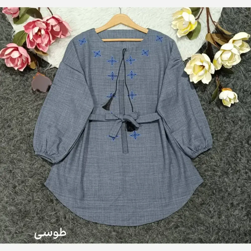 شومیز زنانه طرح دار گلبرگ جنس صوفیا فری سایز 38 تا 48