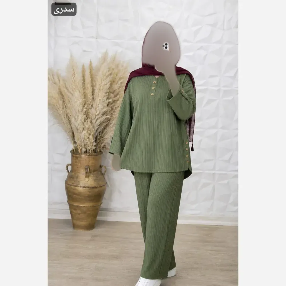 ست شومیز و شلوار نیم بگ زنانه جنس سوپر ایوا درجه یک فری سایز (2)