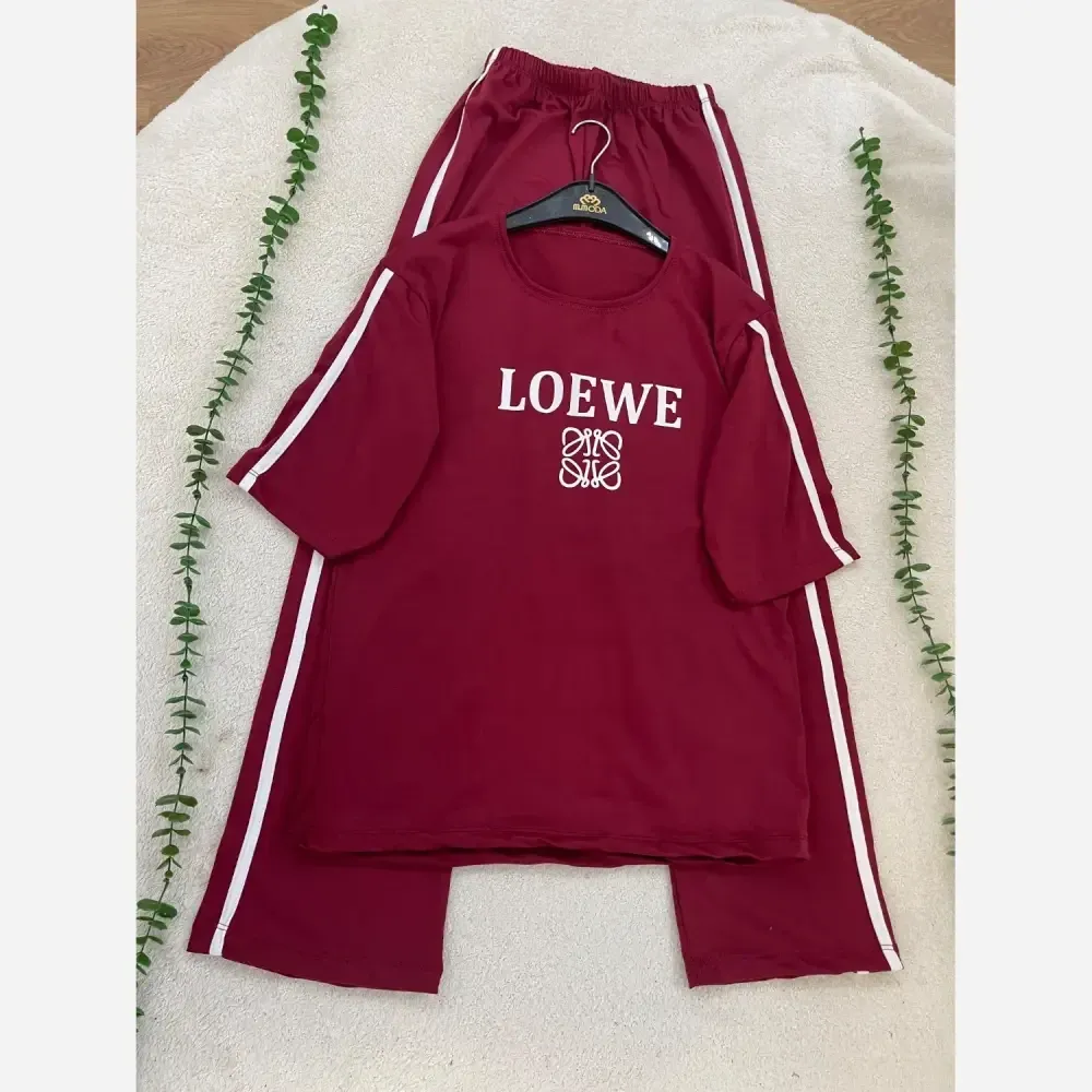 ست تیشرت و شلوار زنانه طرح LOEWE جنس سوپر اسپان فول کش سایز فری 36 تا 48 (2)