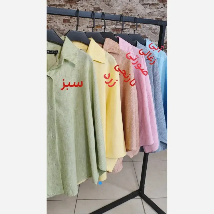 شومیز پانچ مدل پریسان جنس لینن دوتون فری سایز 38 تا 44 (2)