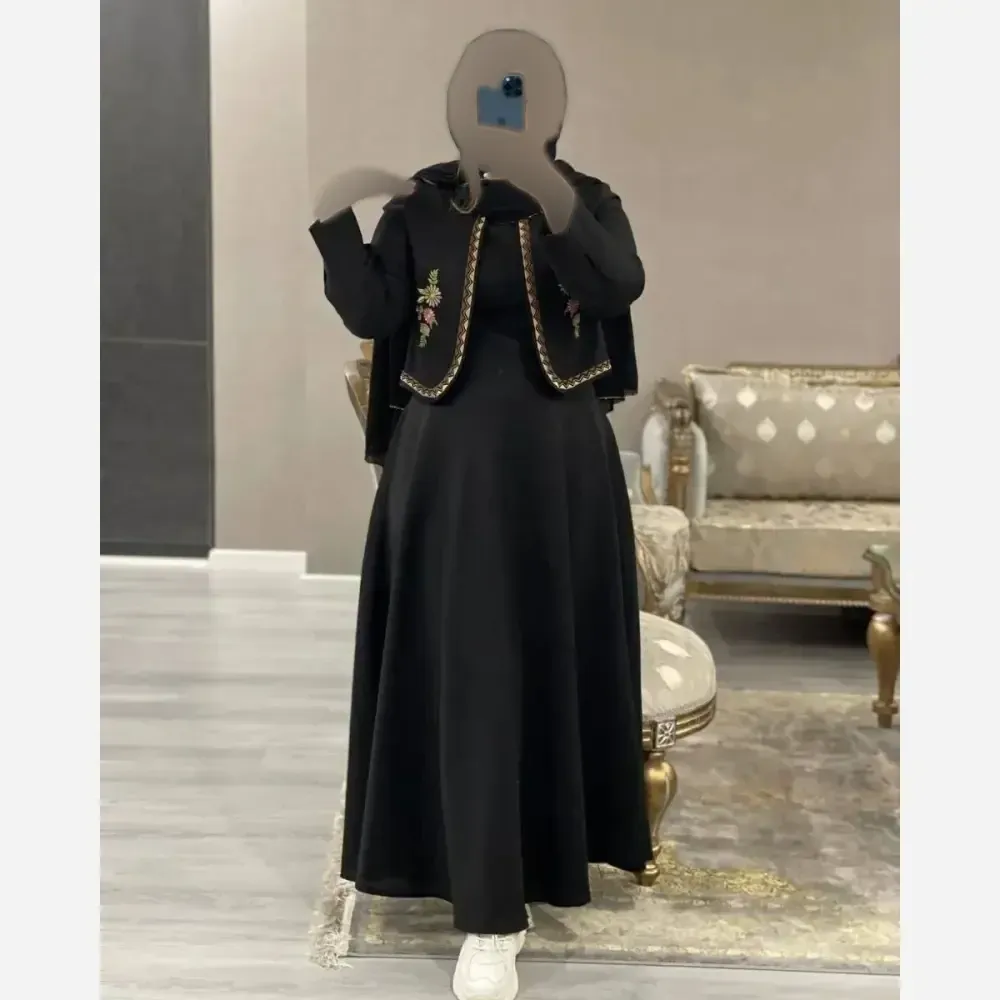 ست کت و سارافون زنانه گلدوزی شده جنس شانتون سایز 38 تا 46