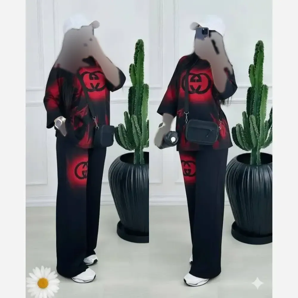 ست لباس زنانه مدل رنگین کمان جنس پنبه درجه یک فری سایز 38 تا 48