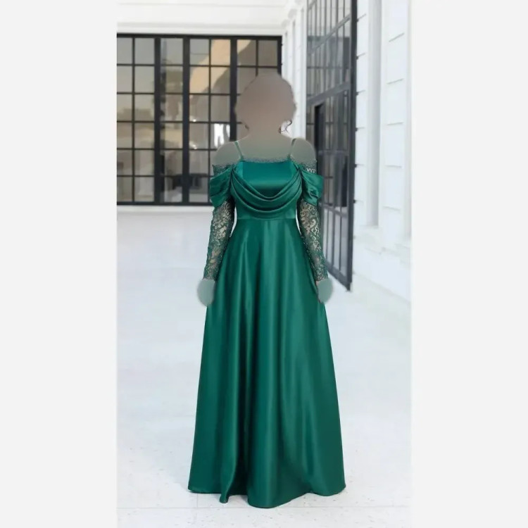 پیراهن زنانه مدل پرنسا جنس ساتن زارا گرم بالا قد 150 (2)
