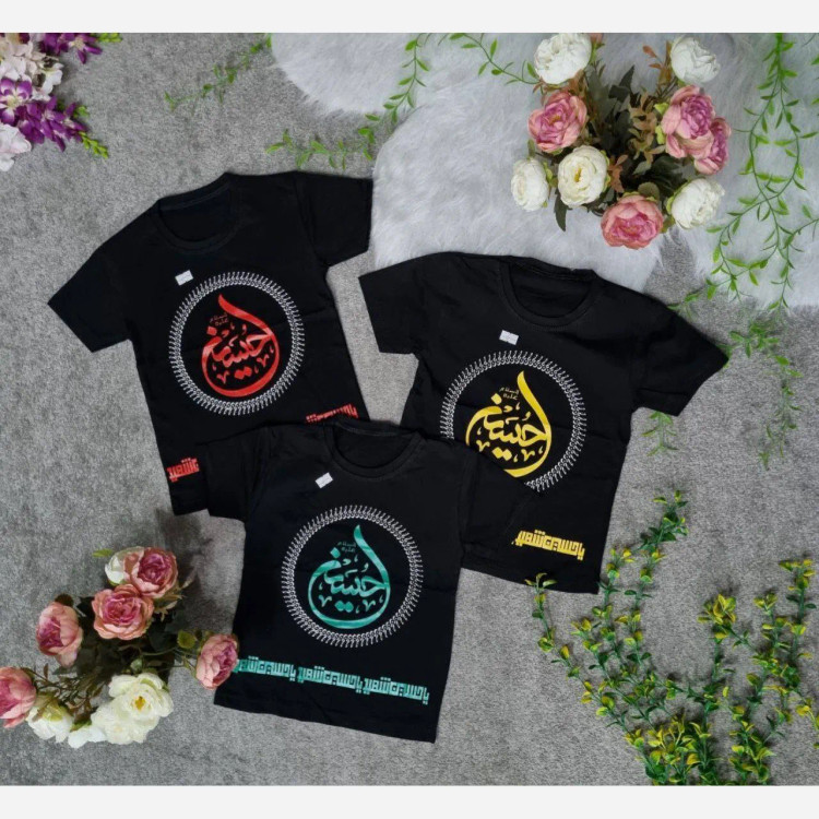 تیشرت بچگانه طرح یا حسین جنس پنبه در رنگبندی متنوع سایز 40 و 45