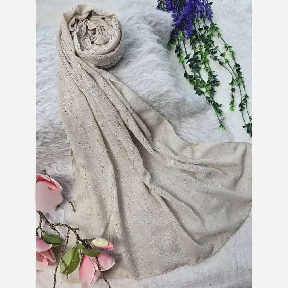 شال زنانه کریشه درختی نگیندار مجلسی قواره 180 در 60 سانتیمتر