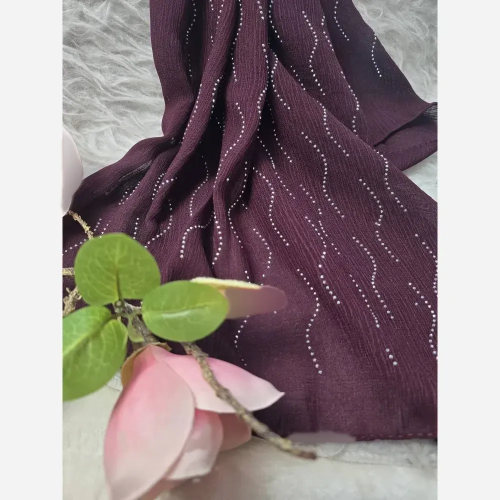 شال زنانه کریشه درختی نگیندار مجلسی قواره 180 در 60 سانتیمتر
