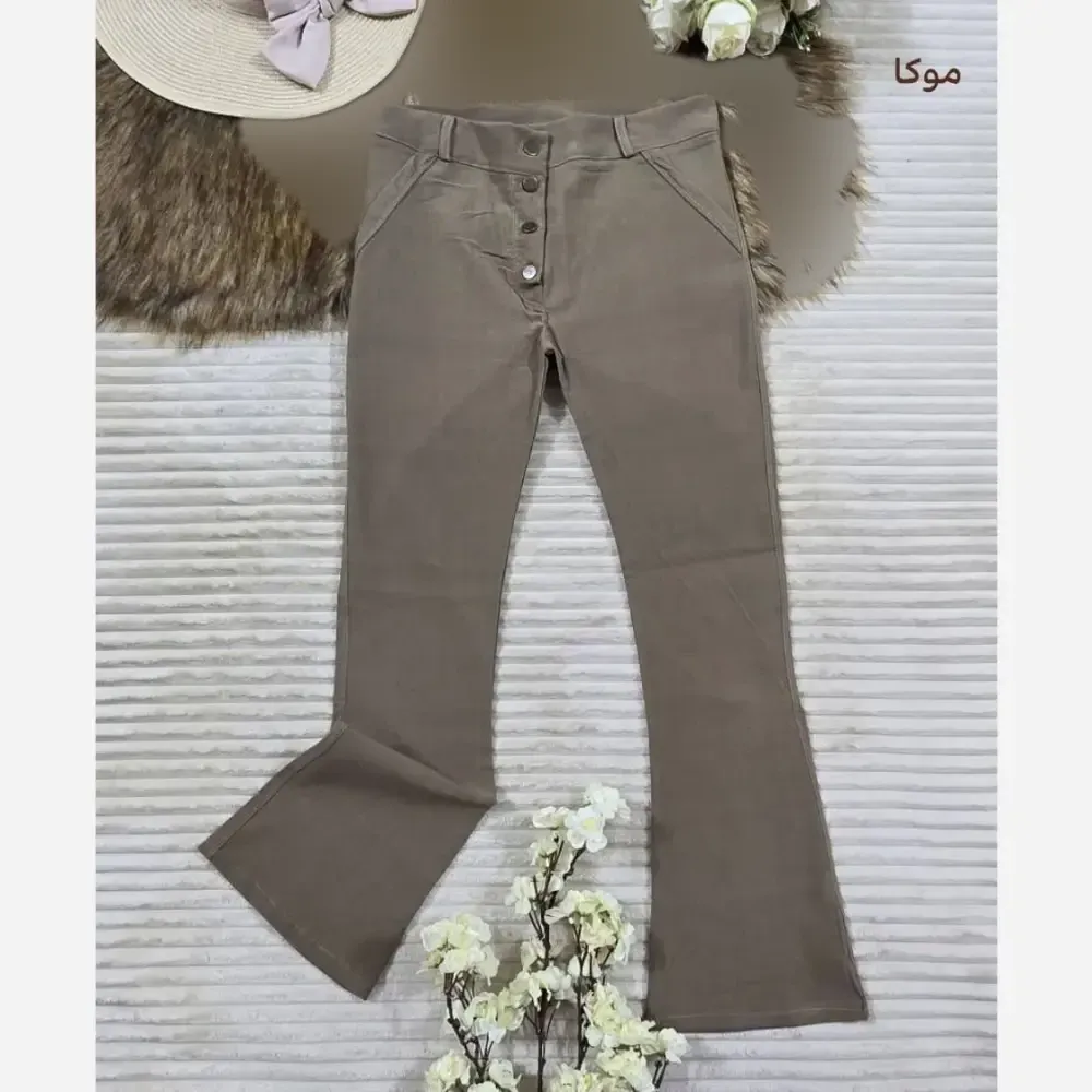 شلوار کتان دمپا دکمهدار زنانه سایز 40 تا 50