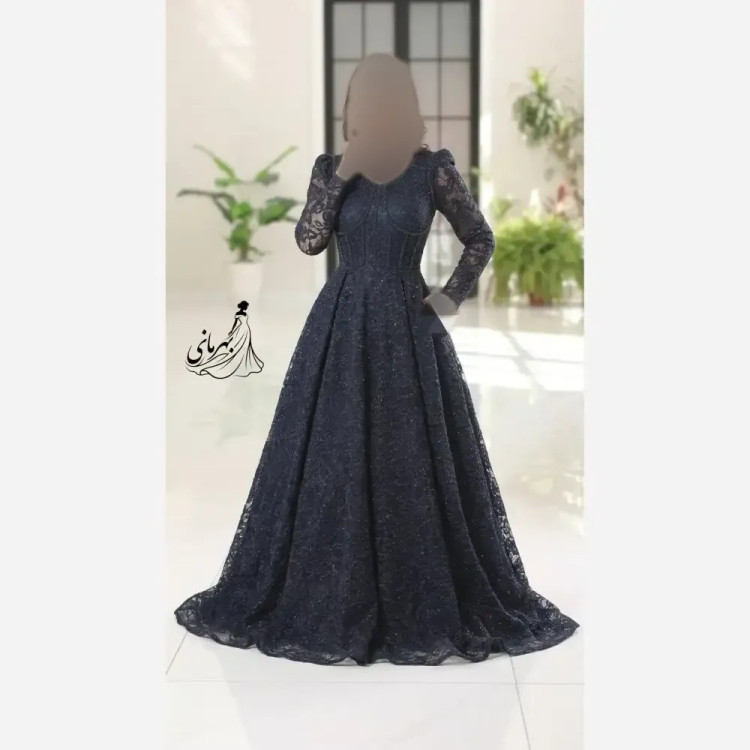 پیراهن مجلسی زنانه مدل سارا دانتل سنگدوزی شده کاپدار سایز 40 تا 52 (2)