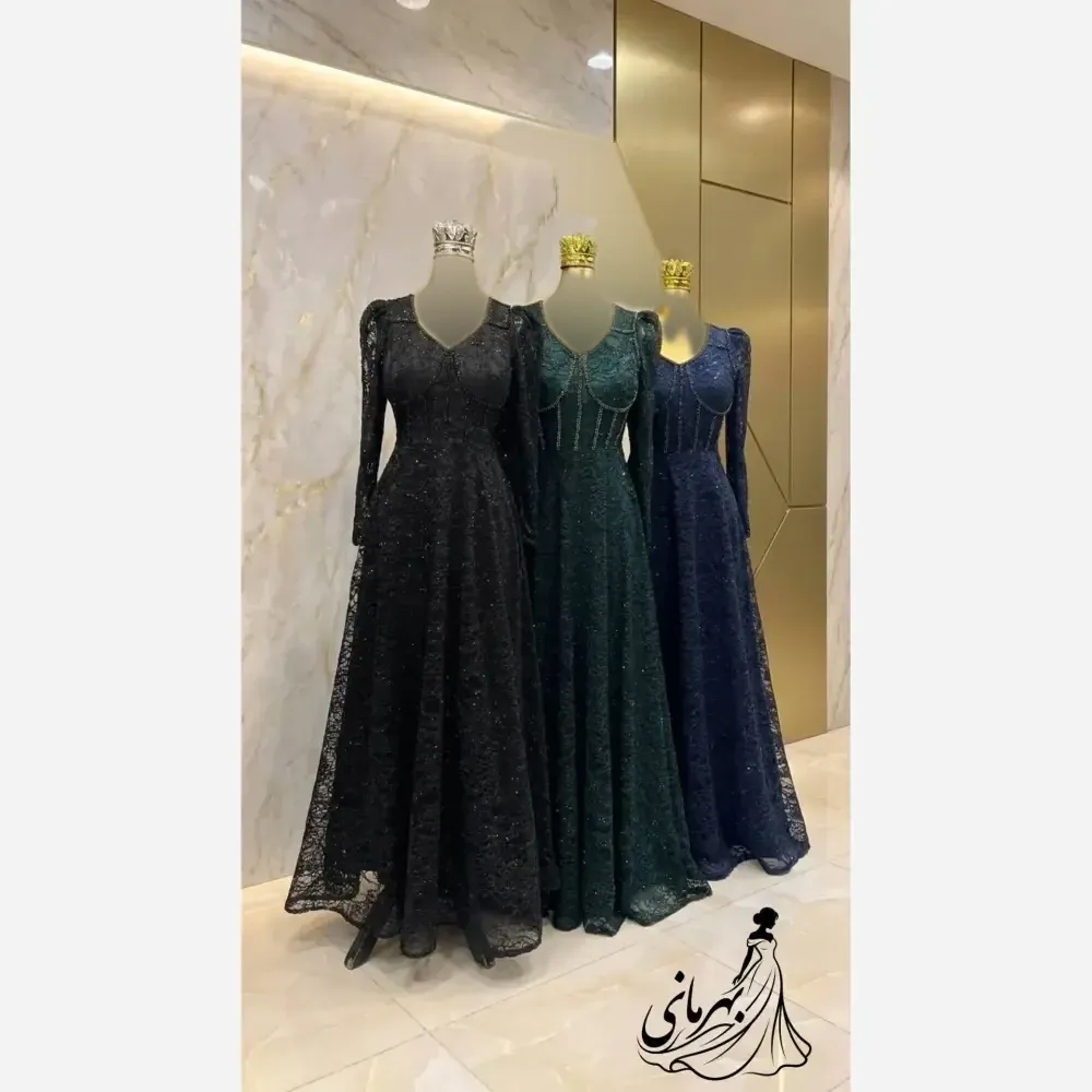 پیراهن مجلسی زنانه مدل سارا دانتل سنگدوزی شده کاپدار سایز 40 تا 52 (2)