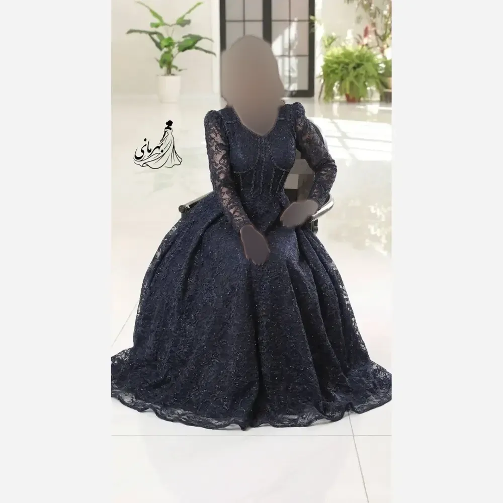 پیراهن مجلسی زنانه مدل سارا دانتل سنگدوزی شده کاپدار سایز 40 تا 52 (2)