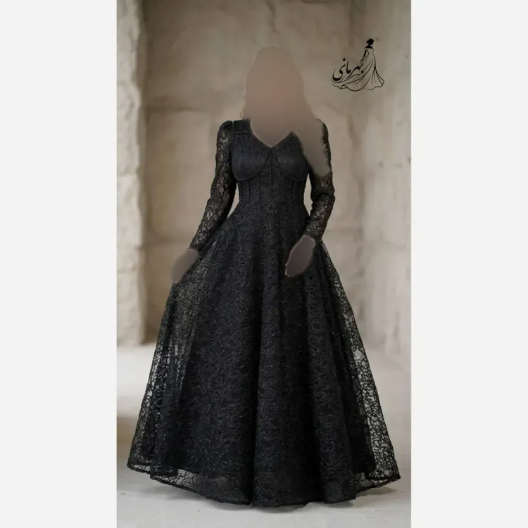 پیراهن مجلسی زنانه مدل سارا دانتل سنگدوزی شده کاپدار سایز 40 تا 52 (2)
