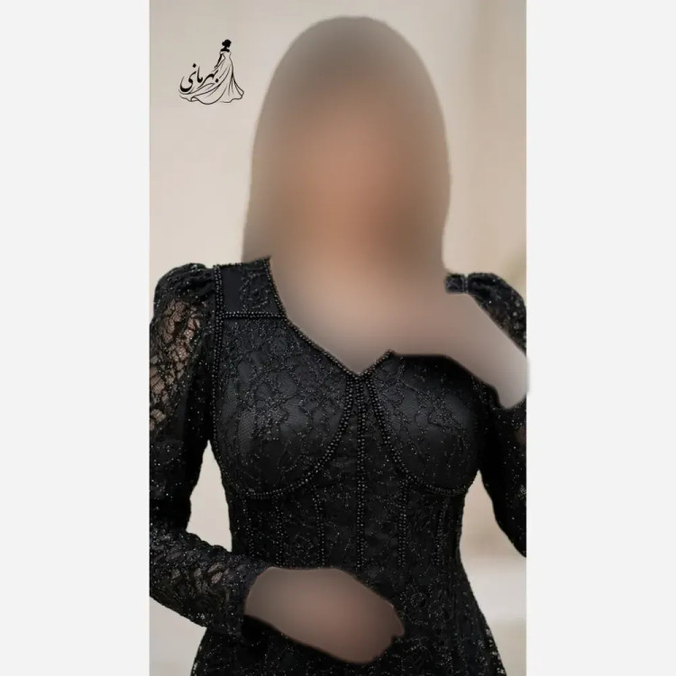 پیراهن مجلسی زنانه مدل سارا دانتل سنگدوزی شده کاپدار سایز 40 تا 52 (2)