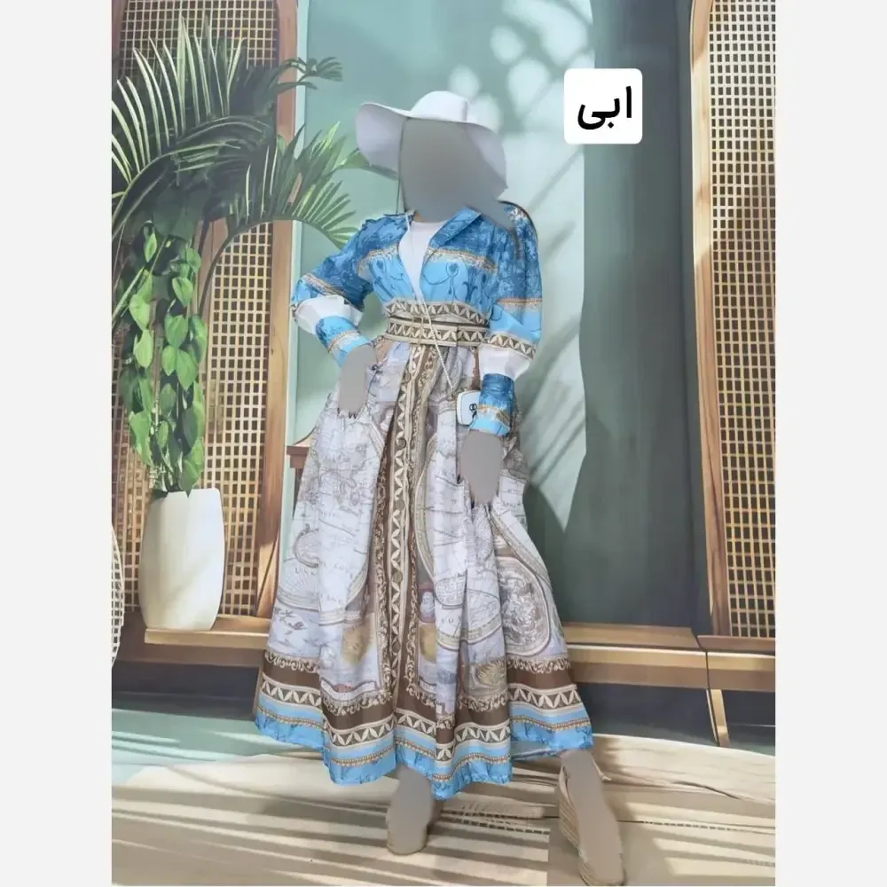پیراهن زنانه مدل خوش چهره جنس حریر ابریشم پفکی خارجی فری سایز 36 تا 46