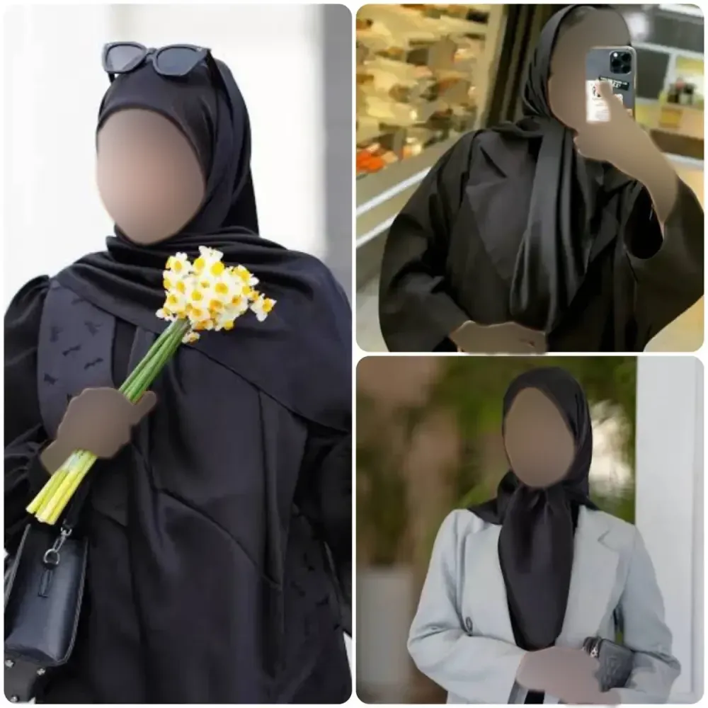 روسری ساتن ترک مشکی قواره 100 ایستایی عالی و بدون لیز خوردن