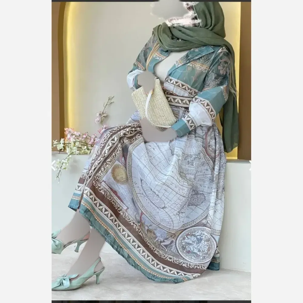 پیراهن ساحلی زنانه مدل کیمیا جنس ابریشمی پفکی فری سایز 38 تا 48