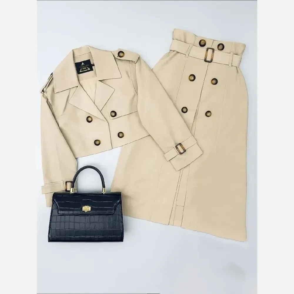 کت دامن زنانه مدل شارلوت جنس کتان تی سی استردار سایز 38 تا 48