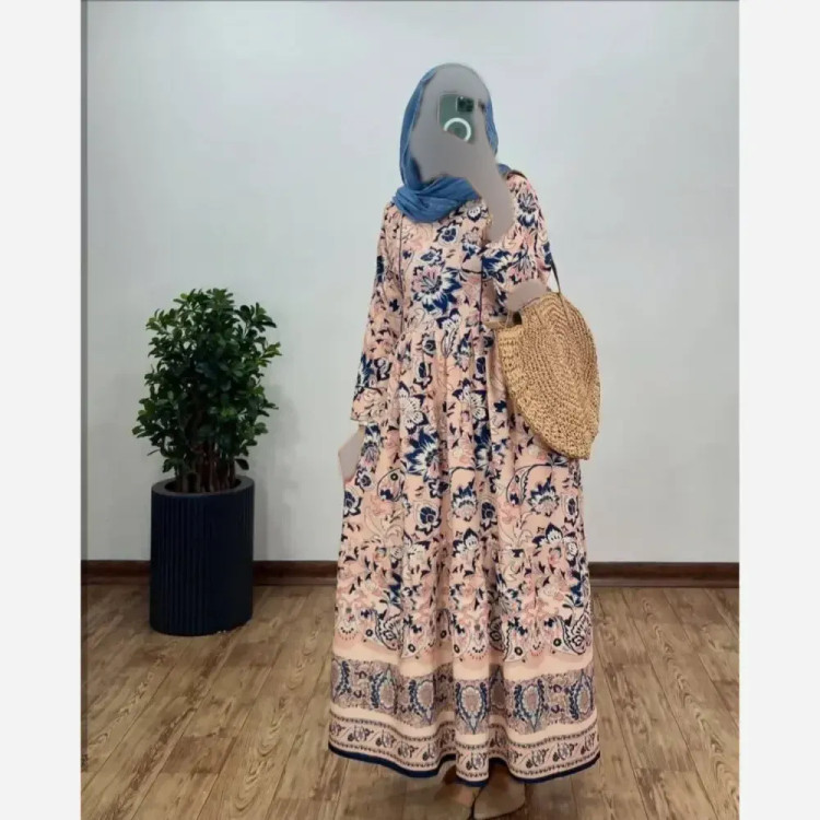 پیراهن ساحلی زنانه مدل رُز جنس بوگاتی ترک فری سایز 38 تا 46