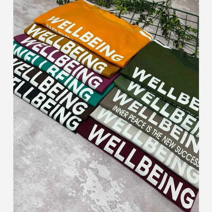 ست تیشرت و شلوار زنانه جنس پنبه گلکسی فری سایز 38 تا 48 مدل WELLBEING