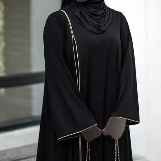مانتو عبا زنانه مدل تهمینه جنس الیزه ترک با مغزی دوزی مشکی