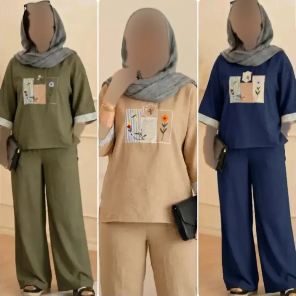 ست تونیک و شلوار زنانه مدل میشکا جنس شانتون فری سایز 38 تا 46 (2)