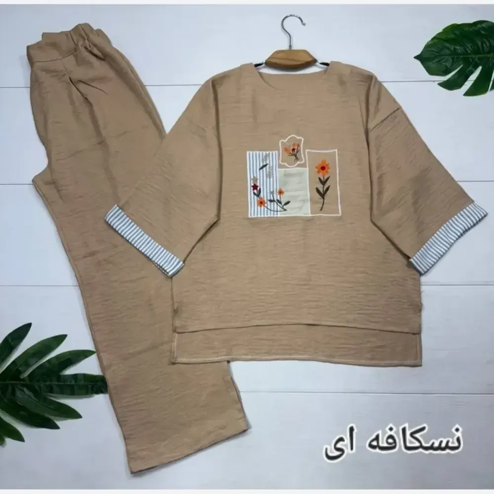ست تونیک و شلوار زنانه مدل میشکا جنس شانتون فری سایز 38 تا 46 (2)