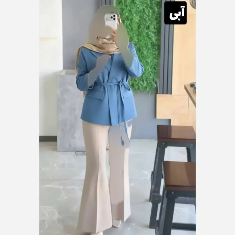 کت شلوار زنانه مدل مهتاب جنس مازراتی فری سایز تا 46 (2)