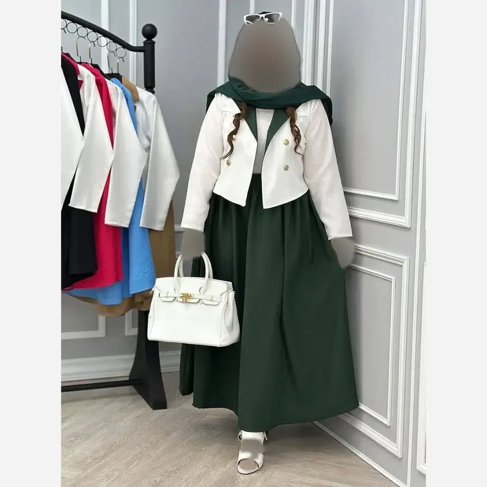 ست کت و دامن زنانه مدل المیرا جنس لنین نچرال فری سایز 36 تا 46 (2)