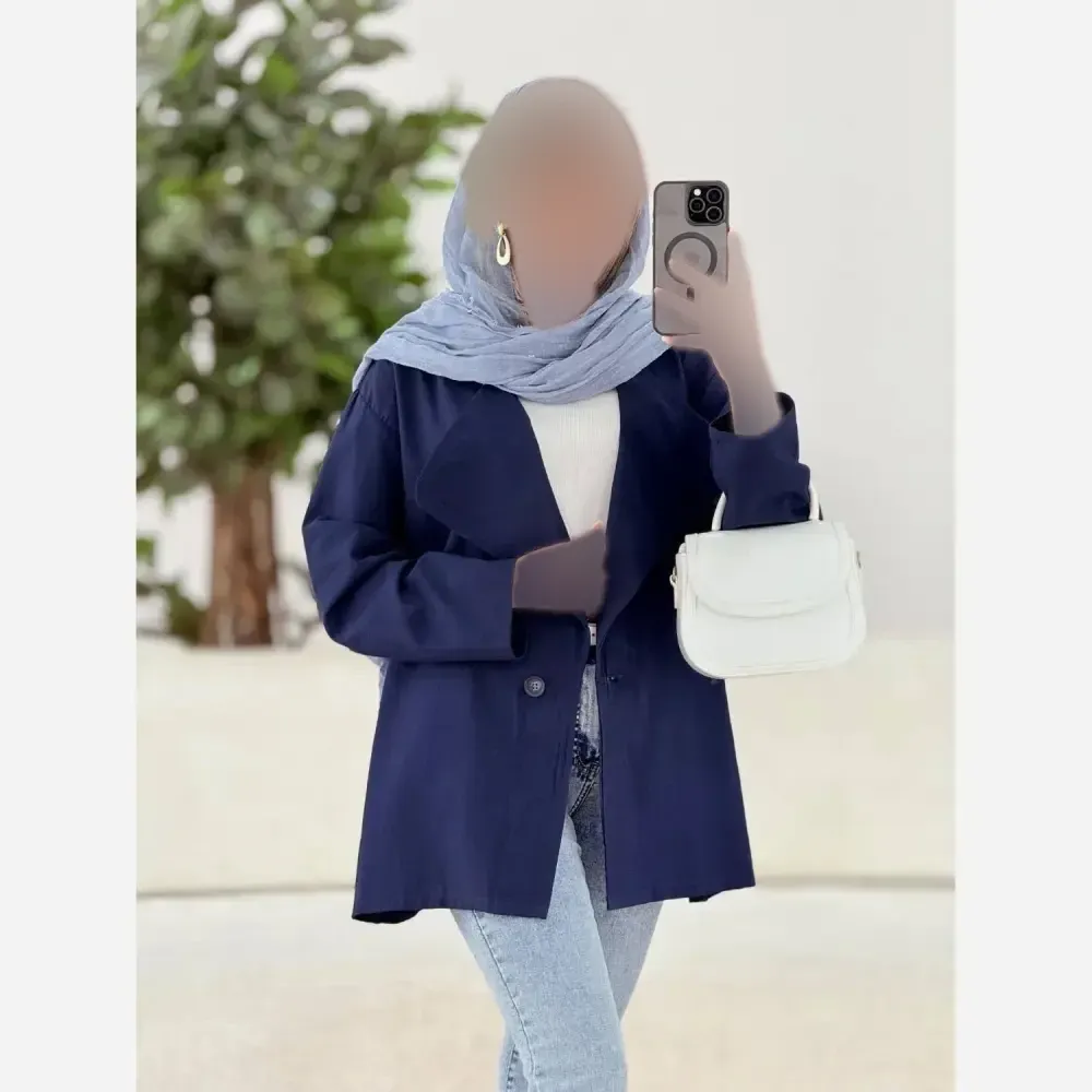 کت یقه انگلیسی زنانه جنس لینن اعلا فری سایز مناسب تا 48