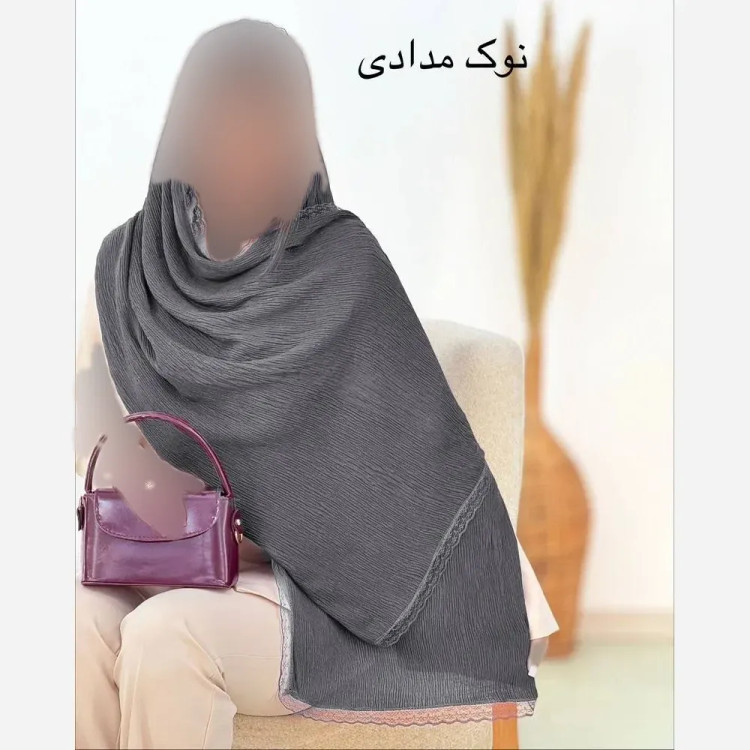 شال پلیسه لبه توری مجلسی قواره بزرگ ابعاد 180 در 75 سانتیمتر