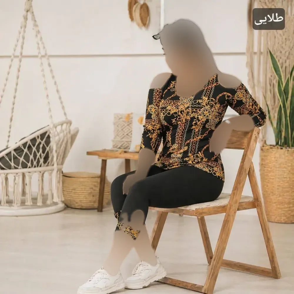 ست تونیک و شلوارک زنانه سرشونه باز ویسکوز الیزه فری سایز 36 تا 52