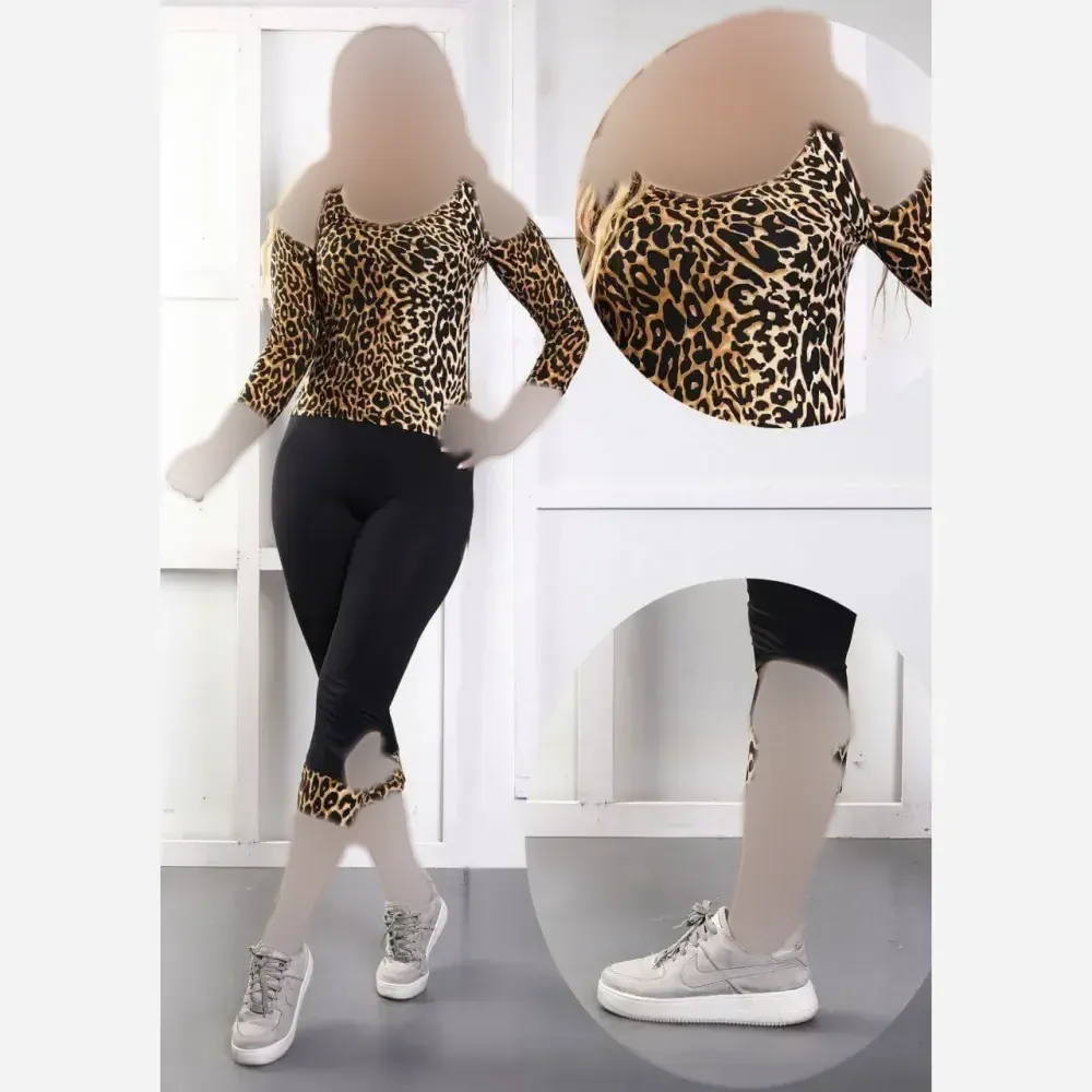 ست تونیک و شلوارک زنانه سرشونه باز ویسکوز الیزه فری سایز 36 تا 52