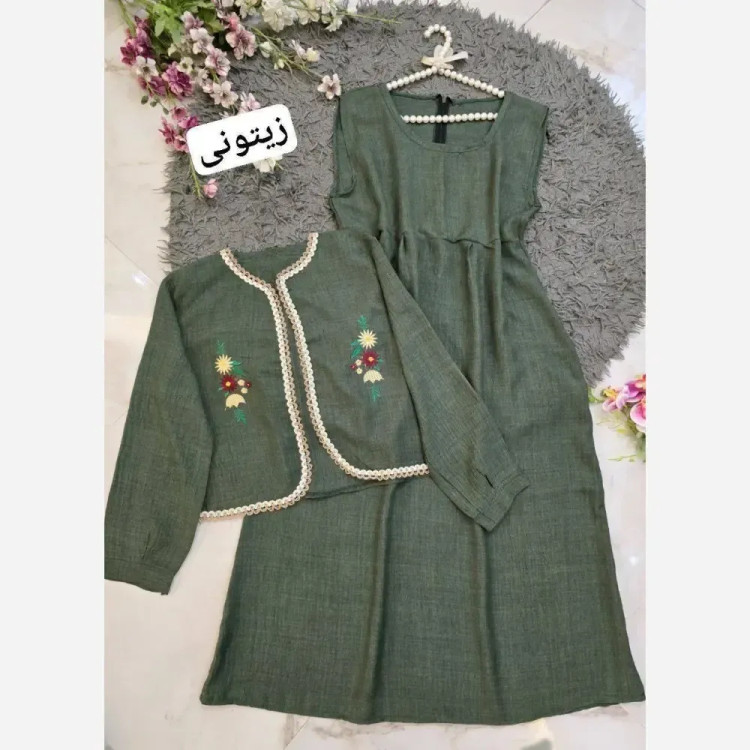 ست کت و سارافون زنانه مدل وانیک جنس شانتون فری سایز 36 تا 46